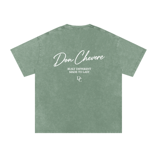 Don Chevere oversized essential tee in a washed sage green 100% cotton with a round neck and short sleeves.