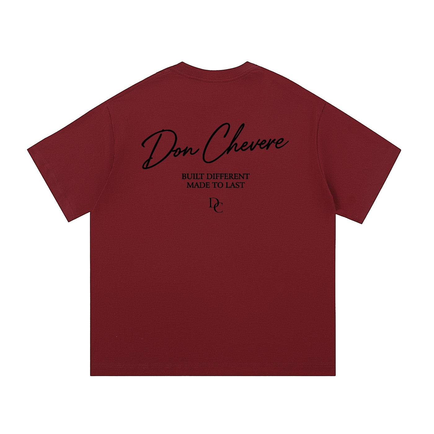 Don Chevere black short sleeve 100% cotton unisex t-shirt with round neck and graphic print on back.
