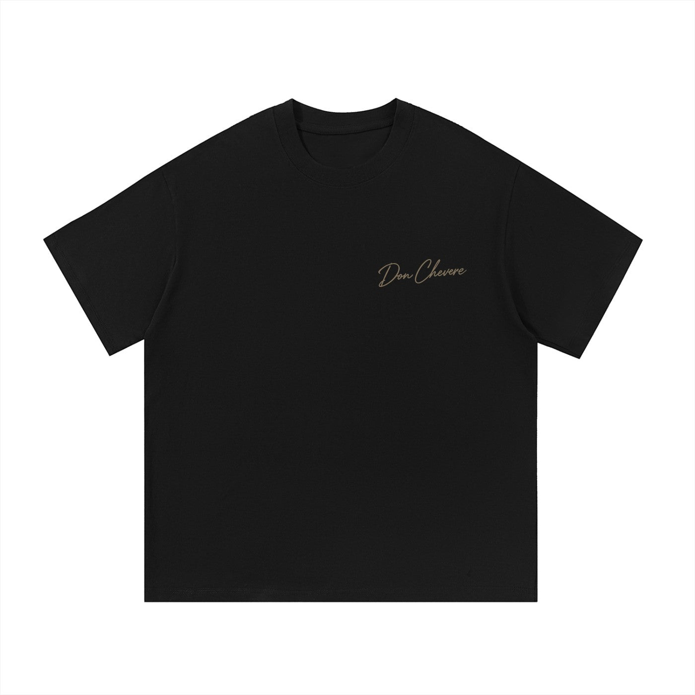Don Chevere black 100% cotton short sleeve t-shirt with logo on chest.