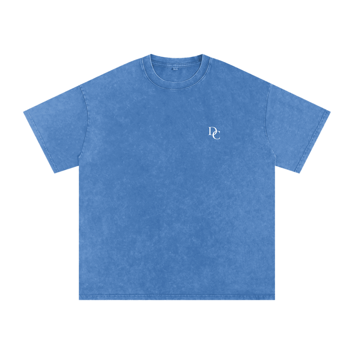 Don Chevere blue washed cotton oversized essential tee with DC logo on chest.