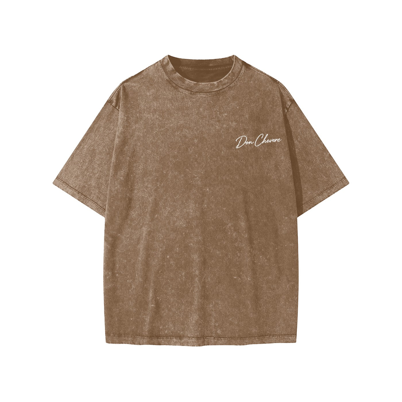 Don Chevere brown washed cotton short sleeve kids' tee with round neck and logo on chest.