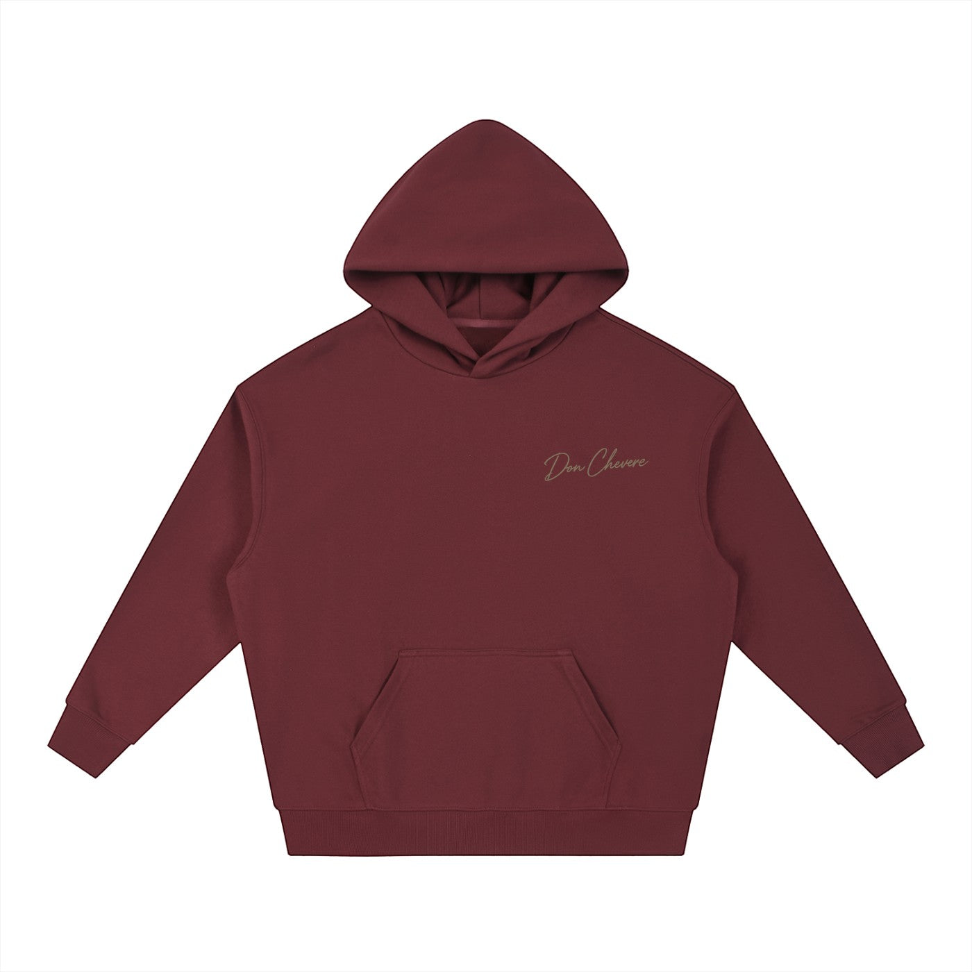 Don Chevere burgundy heavy drop-shoulder hoodie made of cotton blend with a logo.