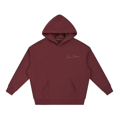 Don Chevere burgundy heavy drop-shoulder hoodie made of cotton blend with a logo.