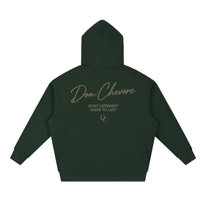 Don Chevere dark green cotton blend drop-shoulder hoodie with text logo on back