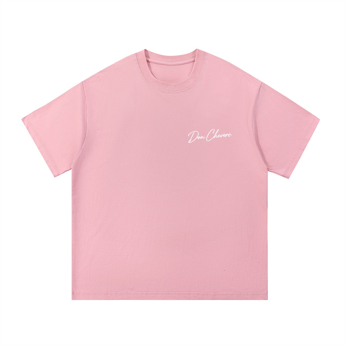Don Chevere Essential Standard Tee in soft pink, made of 100% cotton with a classic crew neck and short sleeves. Features subtle embroidered logo.