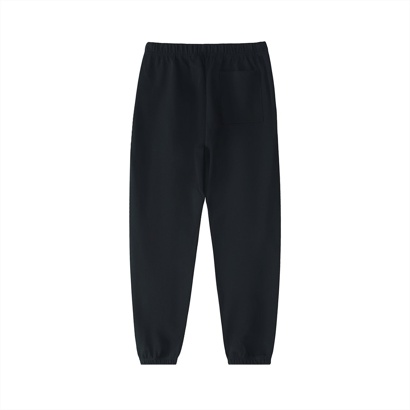 Don Chevere black heavyweight cotton sweatpants with a mid-waist and drawstring. Casual, sporty style.