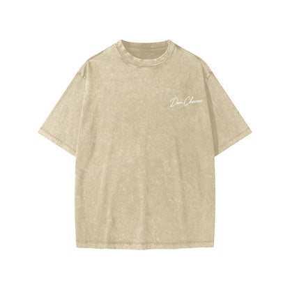Don Chevere kids' snow washed tan 100% cotton short sleeve t-shirt with round neck and  logo.