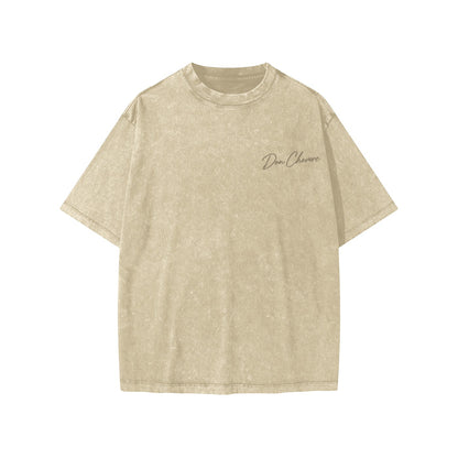 Don Chevere snow washed kids' tee in beige, 100% cotton with short sleeves and a round neck.