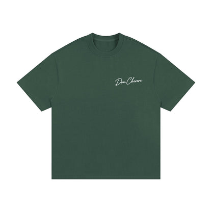 Don Chevere oversized heavy tee in dark green 100% cotton with short sleeves and a crew neck.