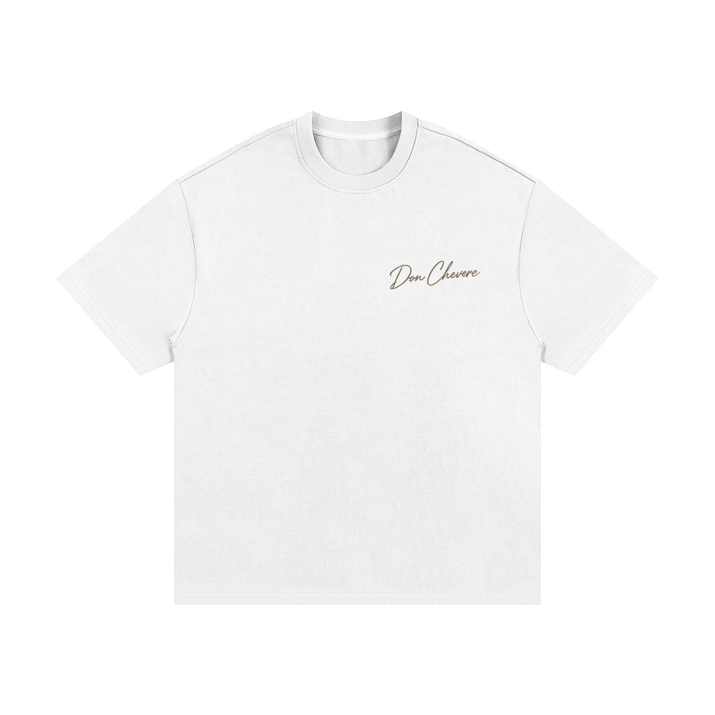 Don Chevere Essential Oversized Heavy Tee in gold, made from 100% cotton with a relaxed fit and short sleeves.