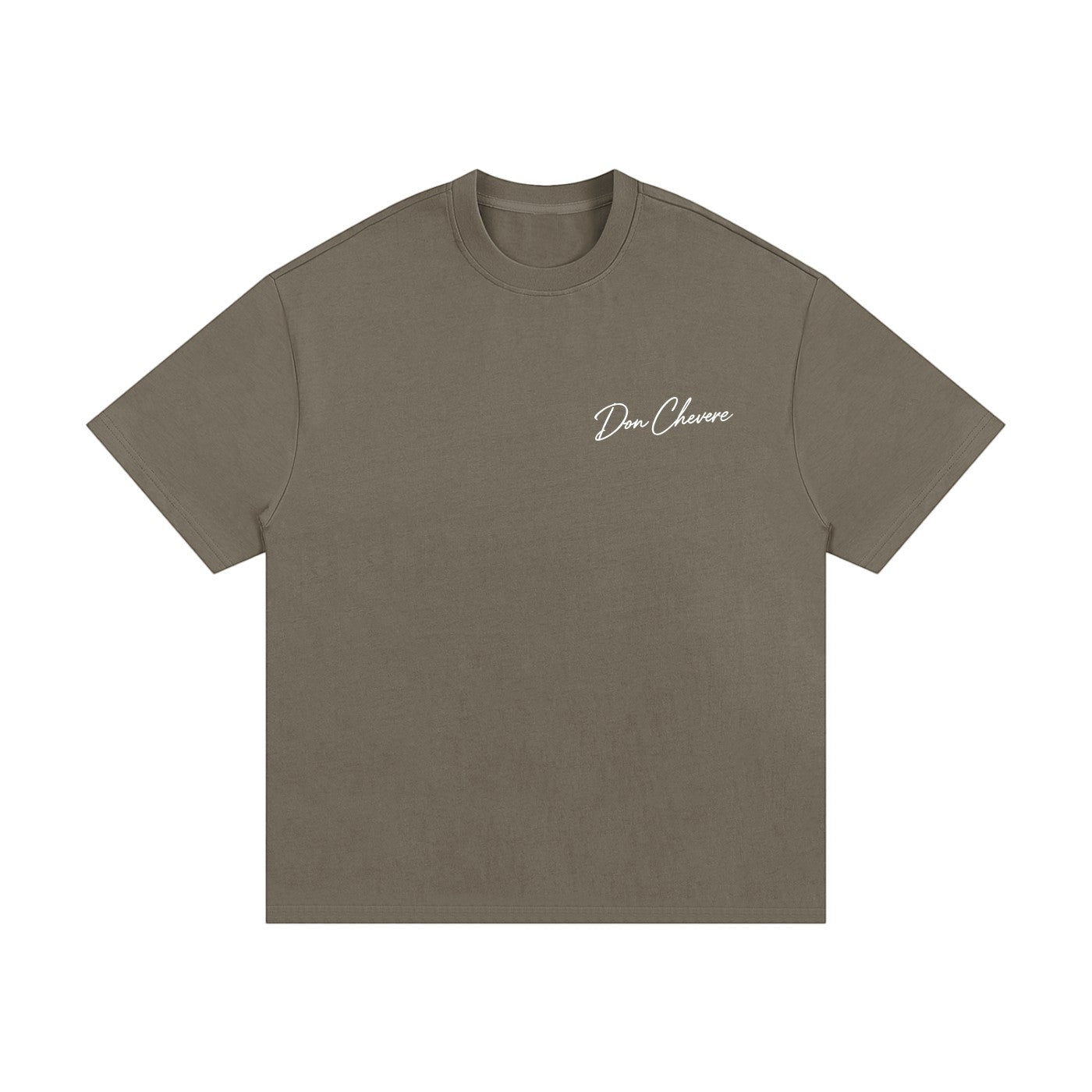Don Chevere oversized heavy tee in taupe, made of 100% cotton with a crew neck and short sleeves. Features a subtle logo.