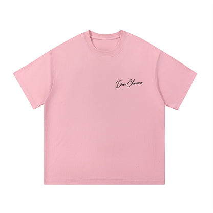 Don Chevere pink 100% cotton unisex short sleeve crew neck t-shirt with printed logo on chest.
