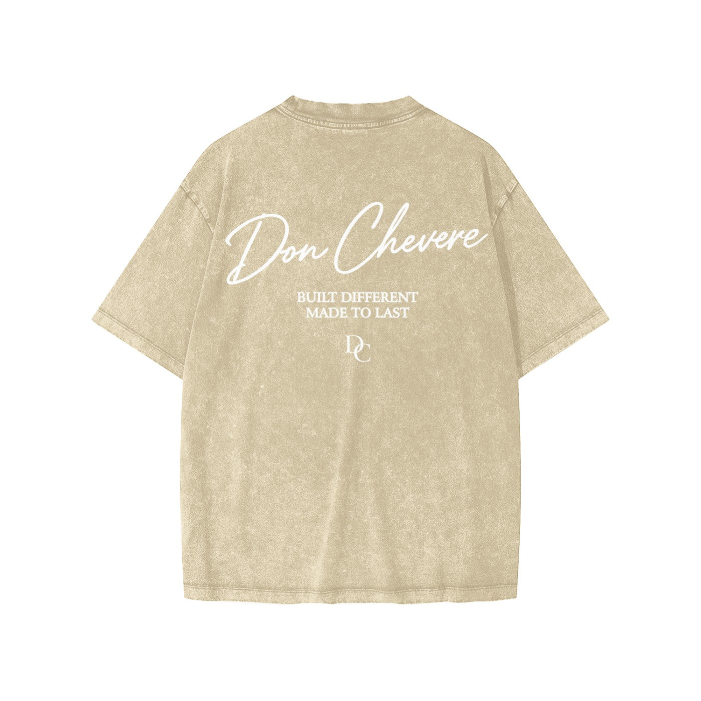 Don Chevere snow washed kids' tee in beige 100% cotton with short sleeves and crew neck. Features graphic print.