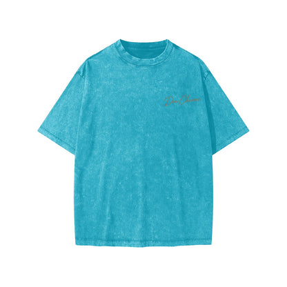 Don Chevere snow washed kids' tee in bright blue 100% cotton with short sleeves and a round neck.