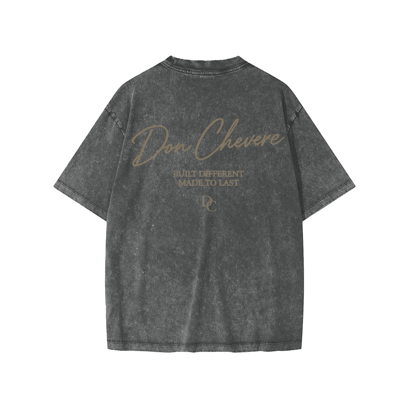 Don Chevere snow washed kids' tee, charcoal grey 100% cotton with short sleeves and round neck. Features a distressed graphic print.