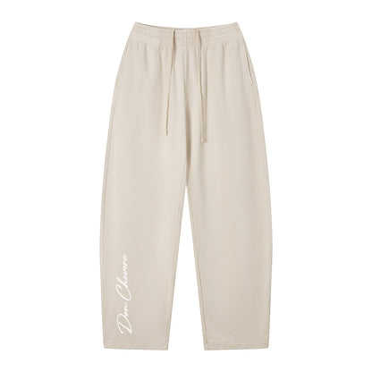 Don Chevere vintage wash loose sweatpants in beige 100% cotton with elastic waist and drawstring.