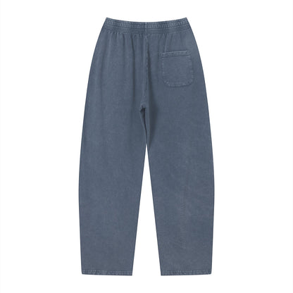 Don Chevere vintage wash loose sweatpants in washed blue 100% cotton with elastic waist and single back pocket.