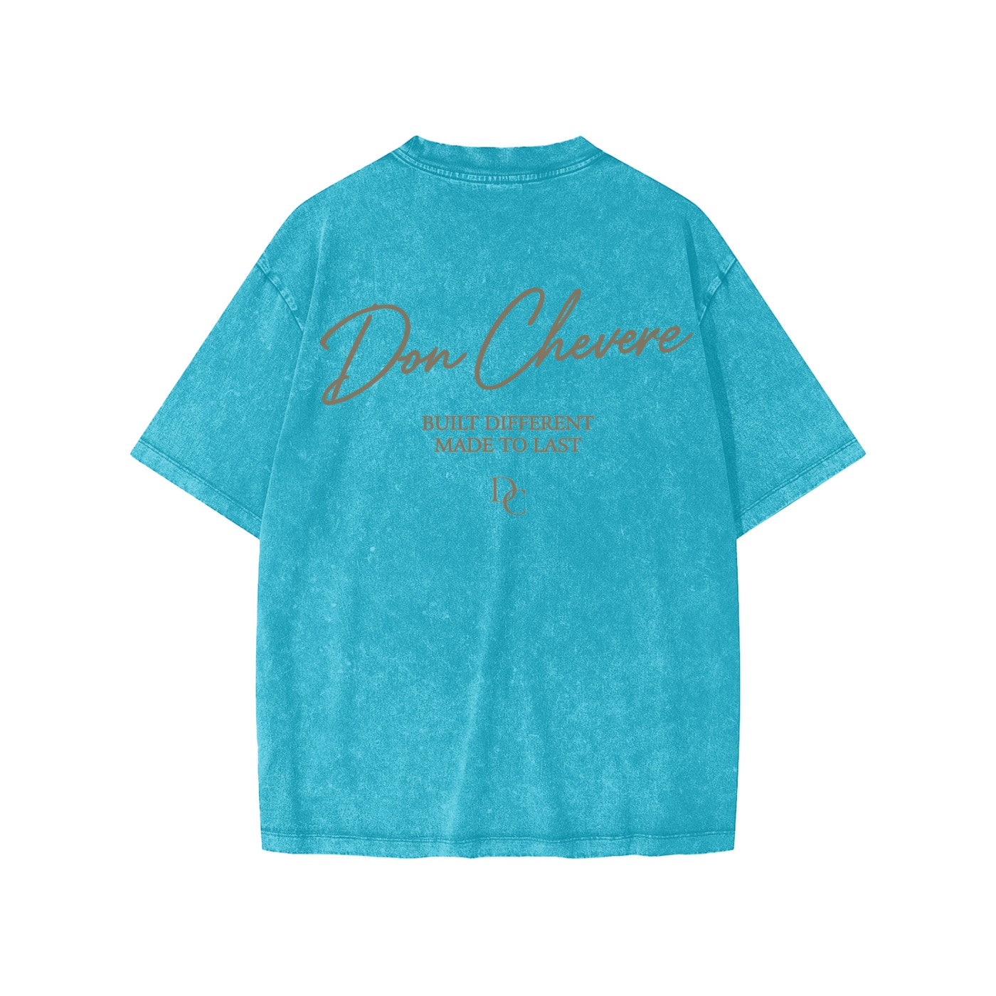 Don Chevere kids' short-sleeve washed teal cotton t-shirt with graphic print on back.